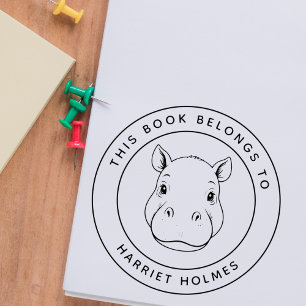 Schattigee Hippo Baby Dit boek hoort bij de naam v Zelfinktende Stempel