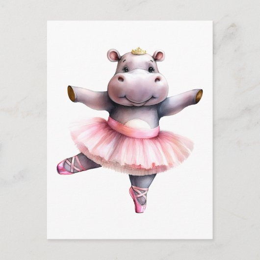 Schattigee Hippo ballerina dansballet Feestdagenkaart (Voorkant)