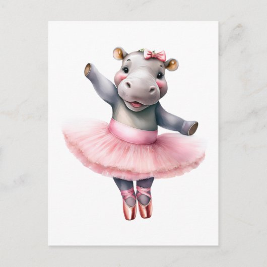Schattigee Hippo ballerina dansballet Feestdagenkaart (Voorkant)
