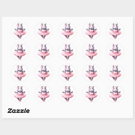 Schattigee Hippo ballerina dansballet Ronde Sticker (Vel)