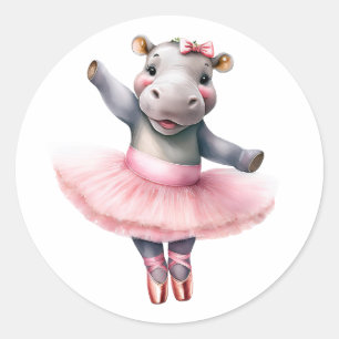 Schattigee Hippo ballerina dansballet Ronde Sticker
