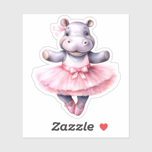 Schattigee Hippo ballerina dansballet Sticker (Vel)