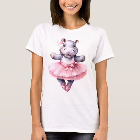 Schattigee Hippo ballerina dansballet T-shirt (Voorkant)