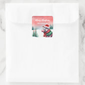 Schattigee HIPPO dierentuin Kerstfeest kinderen Vierkante Sticker (Tas)