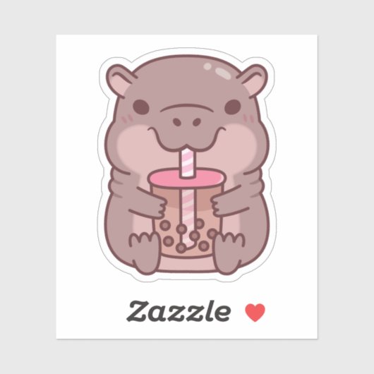 Schattigee Hippo Drink Bubble Tea Sticker (Vel)