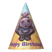 Schattigee Hippo Happy Birthday Feesthoedjes (Voorkant)