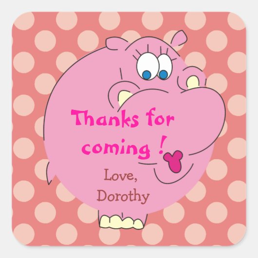 Schattigee Hippo roze polka stippen partij Sticker (Voorkant)