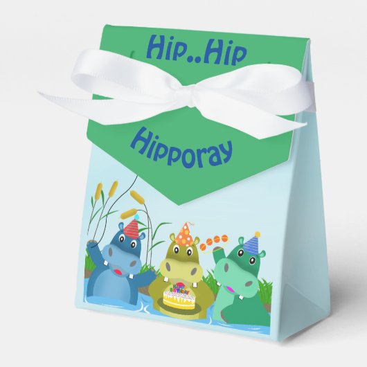 Schattigee Hippo Safari River Verjaardag Bedankdoosjes (Voorkant Zijde)