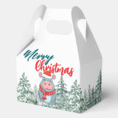 Schattigee Hippo Santa wilde kerstboom Vrolijk ker Bedankdoosjes (Voorkant)
