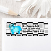 Schattigee hippo zwart & wit retour adreslabels etiket (Insitu)