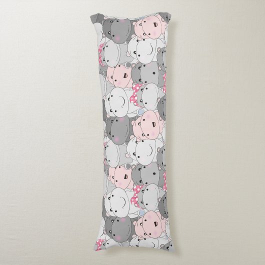 Schattigee Hippo's Lichaamskussen (Voorkant Verticaal)