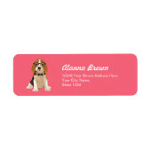 Schattigee Hipster Beagle Puppy Dog voor Hondenlie Etiket (Voorkant)