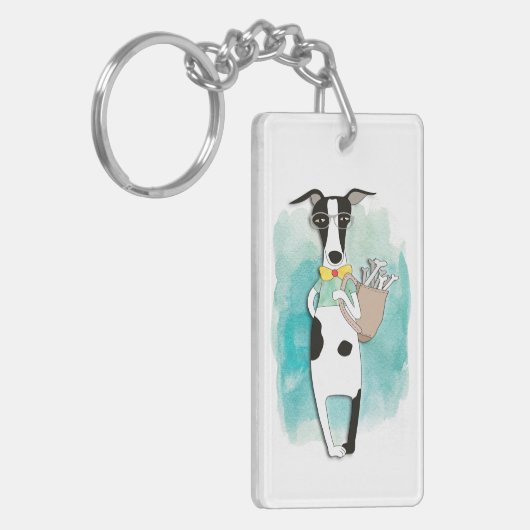 Schattigee Hipster Dog Sleutelhanger (Voorkant Links)