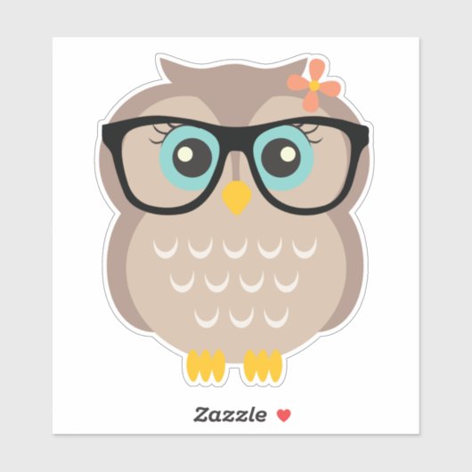 Schattigee Hipster Girly Uil Sticker (Vel)