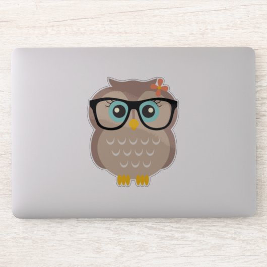 Schattigee Hipster Girly Uil Sticker (Computer)