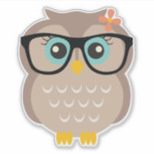 Schattigee Hipster Girly Uil Sticker (Voorkant)