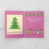 Schattigee Hipster Owl Christmas Kaart Prettige fe (Binnen)