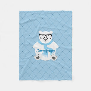Schattigee Hipster Polar Beer Blauw Gepersonalisee Fleece Deken