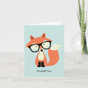 Schattigee Hipster Red Fox Gevouwen Bedankt Notiti Notitiekaartje