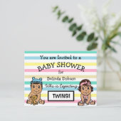 Schattigee Hispanic Twins Baby Douche Uitnodiginge Briefkaart (Staand voorkant)