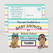 Schattigee Hispanic Twins Baby Douche Uitnodiginge Briefkaart (Voorkant / Achterkant)