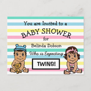Schattigee Hispanic Twins Baby Douche Uitnodiginge Briefkaart