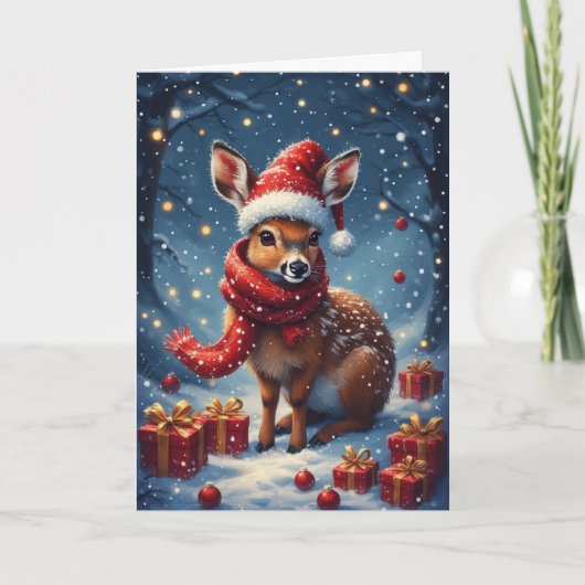 Schattigee Holiday DoeFolded Wenskaart Kaart (Voorkant)