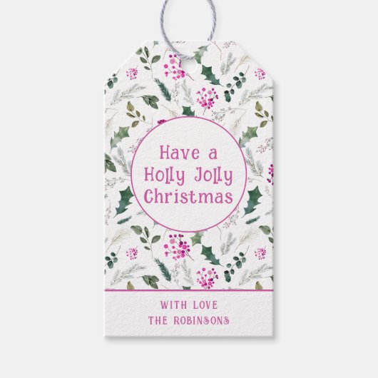 Schattigee Holly Christmas Cadeaulabel (Voorkant)