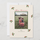 Schattigee Holly Christmas Photo Holiday Kaart (Voorkant)