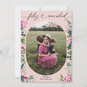 Schattigee Holly Foto Feliz Navidad Kaart (Voorkant)