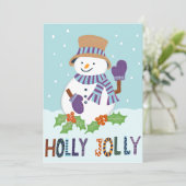 Schattigee Holly Jolly Snowman Kerstvakantie Foto (Staand voorkant)