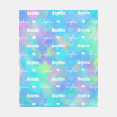 Schattigee holografische herhalende naam gepersona fleece deken (Voorkant)