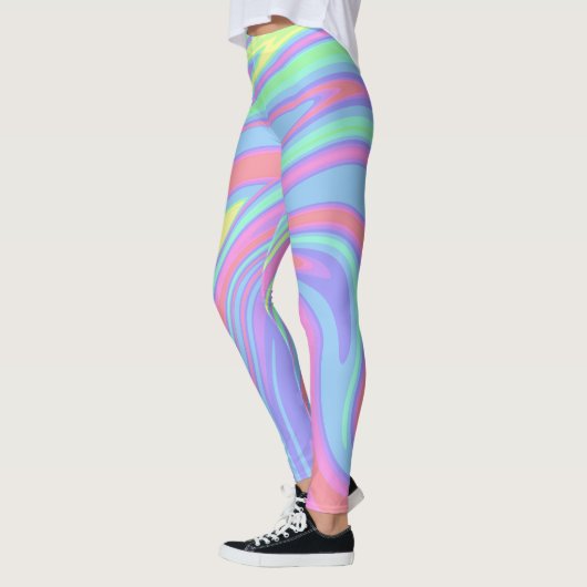 Schattigee holografische marmeren kunst leggings (Links)