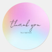 Schattigee holografische pastel regenboog dank u ronde sticker (Voorkant)