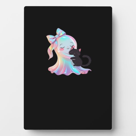 Schattigee Holografische Spook Knuffelen Zwarte Ka Fotoplaat (voorkant)