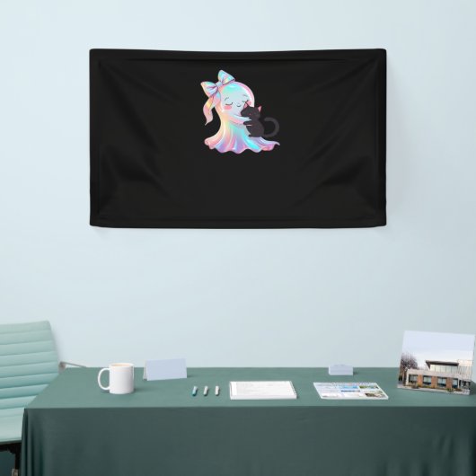 Schattigee Holografische Spook Knuffelen Zwarte Ka Spandoek (Beurs)