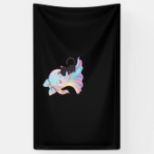 Schattigee Holografische Spook Knuffelen Zwarte Ka Spandoek (Verticaal)