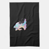 Schattigee Holografische Spook Knuffelen Zwarte Ka Theedoek (Verticaal)