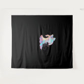 Schattigee Holografische Spook Knuffelen Zwarte Ka Wandkleed (Voorkant (horizontaal))