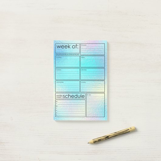 Schattigee holografische weekplanner Post-it® note (Op bureau)