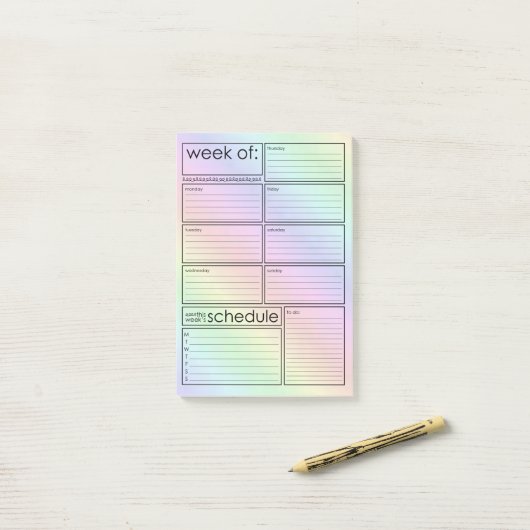 Schattigee holografische weekplanner Post-it® note (Op bureau)