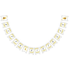 Schattigee hommel bij Happy birthday Vlaggetjes