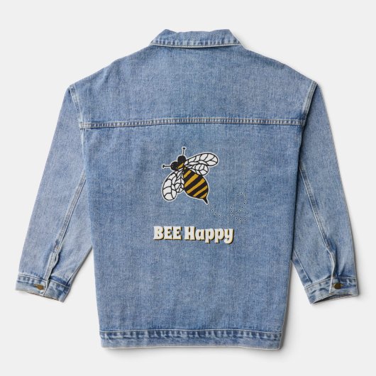 Schattigee hommel bijen gelukkig Inspirerend Denim Jacket (Achterkant)