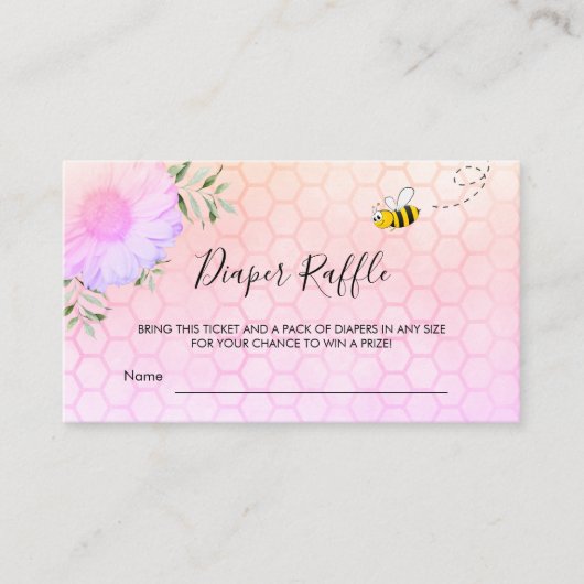 Schattigee hommel bijen roze paarse luier loterij informatiekaartje (Voorkant)