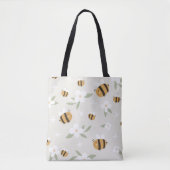 Schattigee hommel Canvas tas, bloemenontwerp Canva Tote Bag (Voorkant)