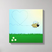 Schattigee hommel cartoon kinder verpakte canvas afdruk (Voorkant)