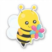 Schattigee hommel en bloemetjes sticker (Voorkant)
