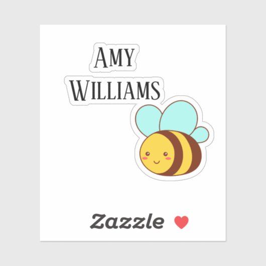 Schattigee hommel gepersonaliseerd sticker (Vel)