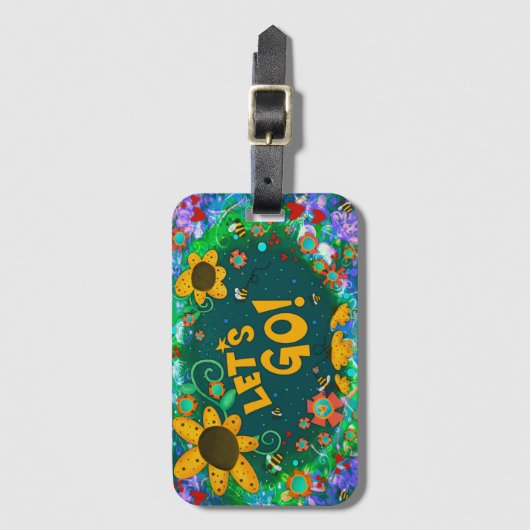 Schattigee hommel Laten we gaan  inspirativiteit F Bagagelabel (Voorkant (verticaal))