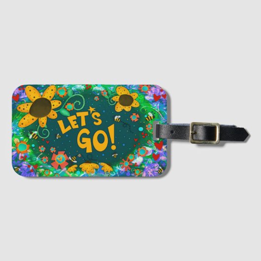 Schattigee hommel Laten we gaan  inspirativiteit F Bagagelabel (Voorkant (horizontaal))